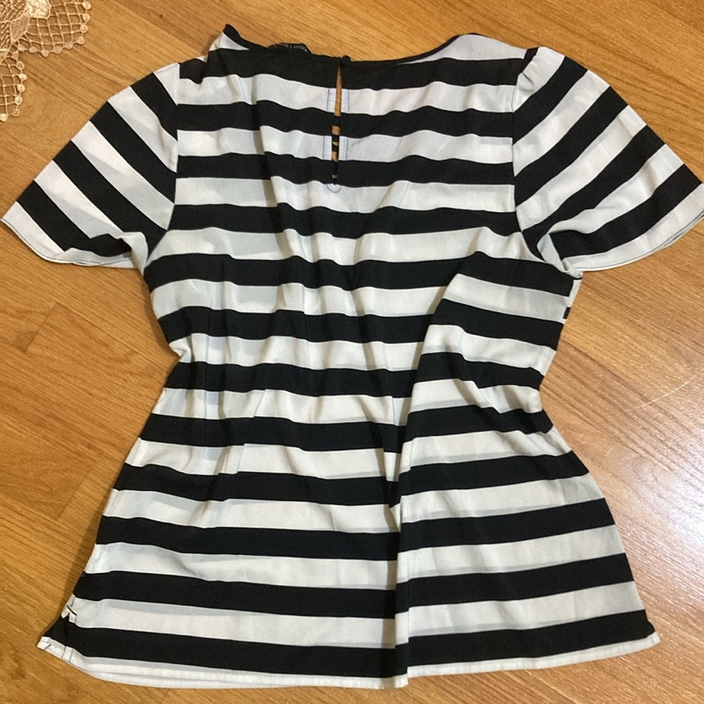 Office Striped Lace-Up Blouse - Picture 2 of 2